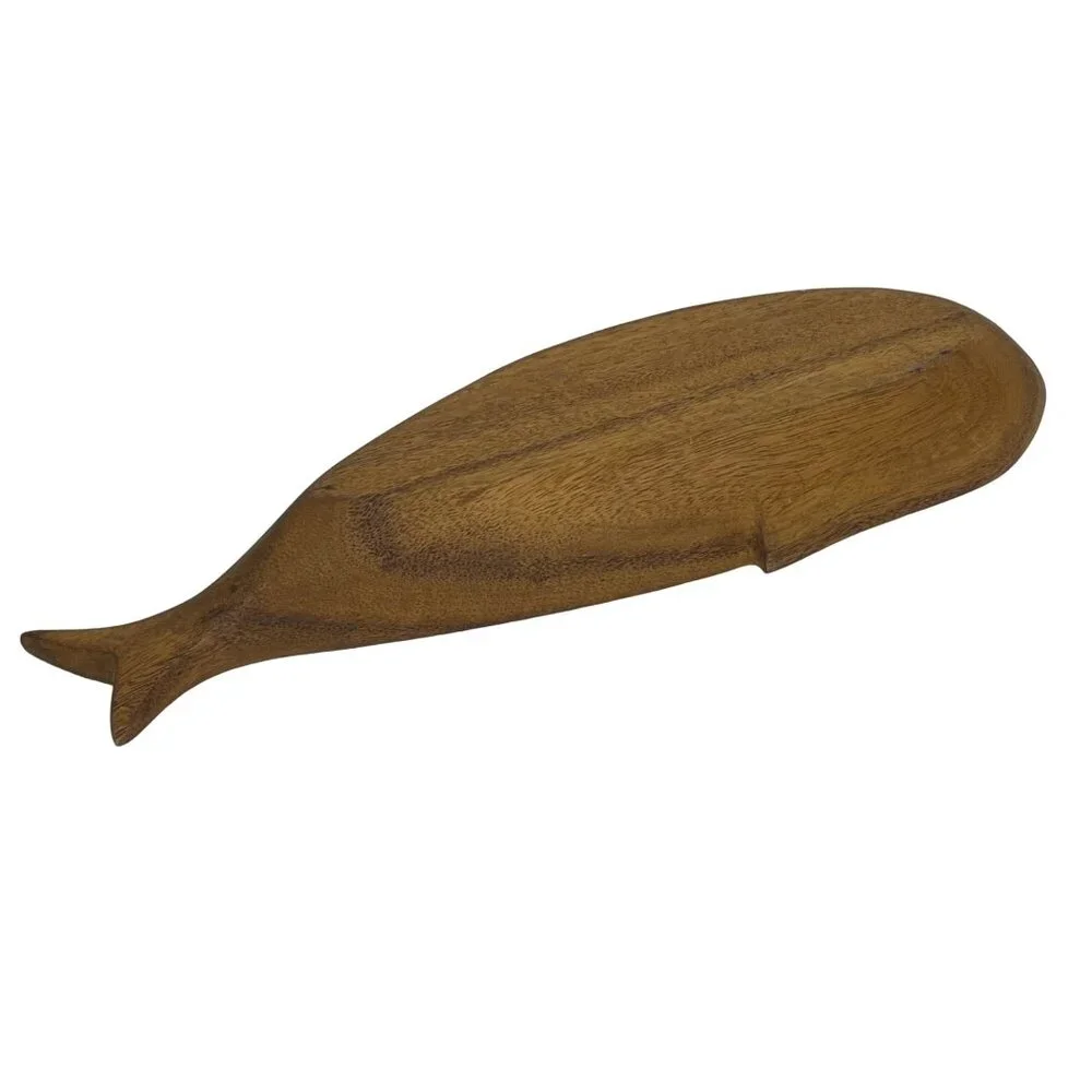 Handcrafted Wooden Fish-Shaped Serving Tray Decorative Platter
